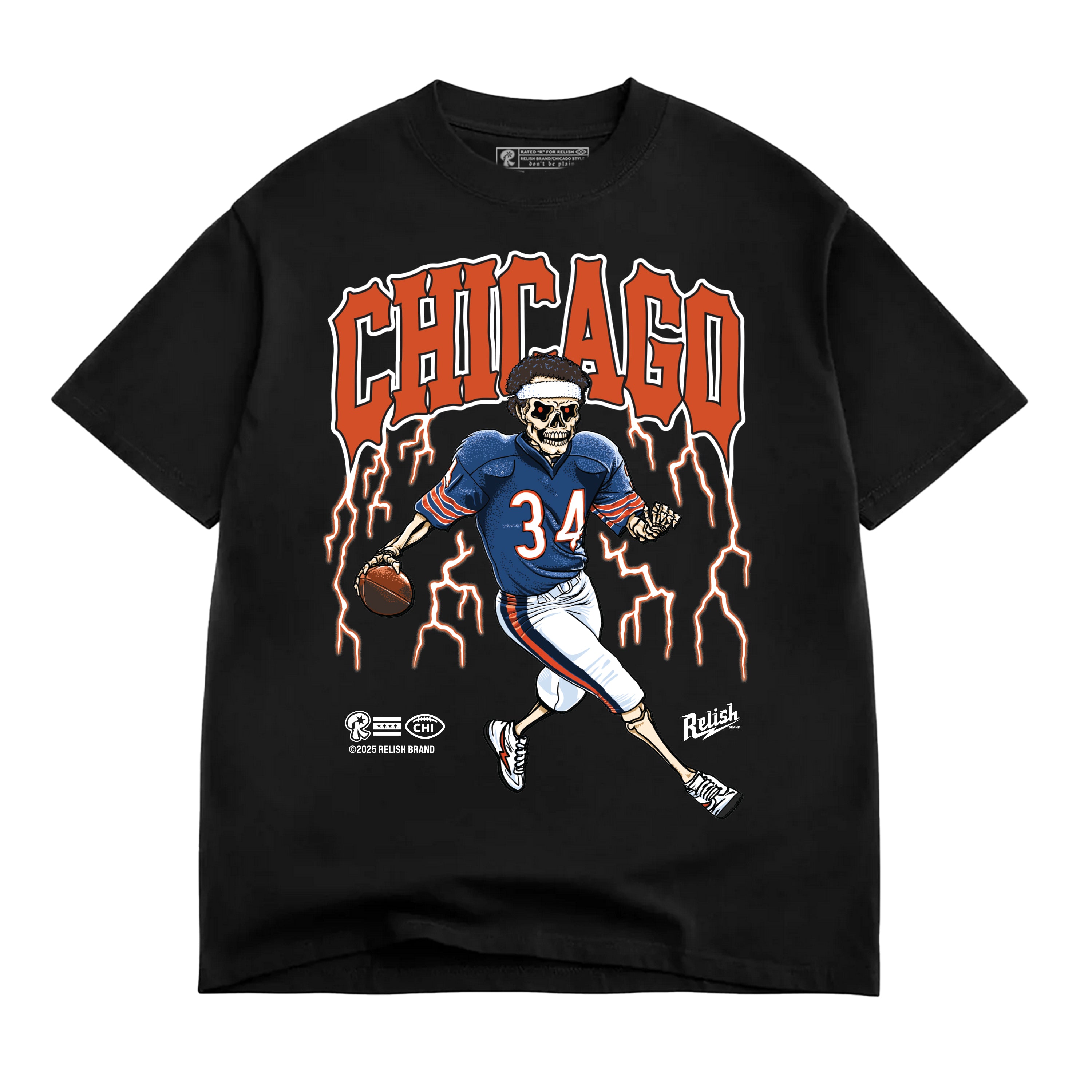 Warehouse × BRAVERY CUSTOM FOOTBALLL TEE 2025 Chicago Legacy Football tee - Black – Relish Brand