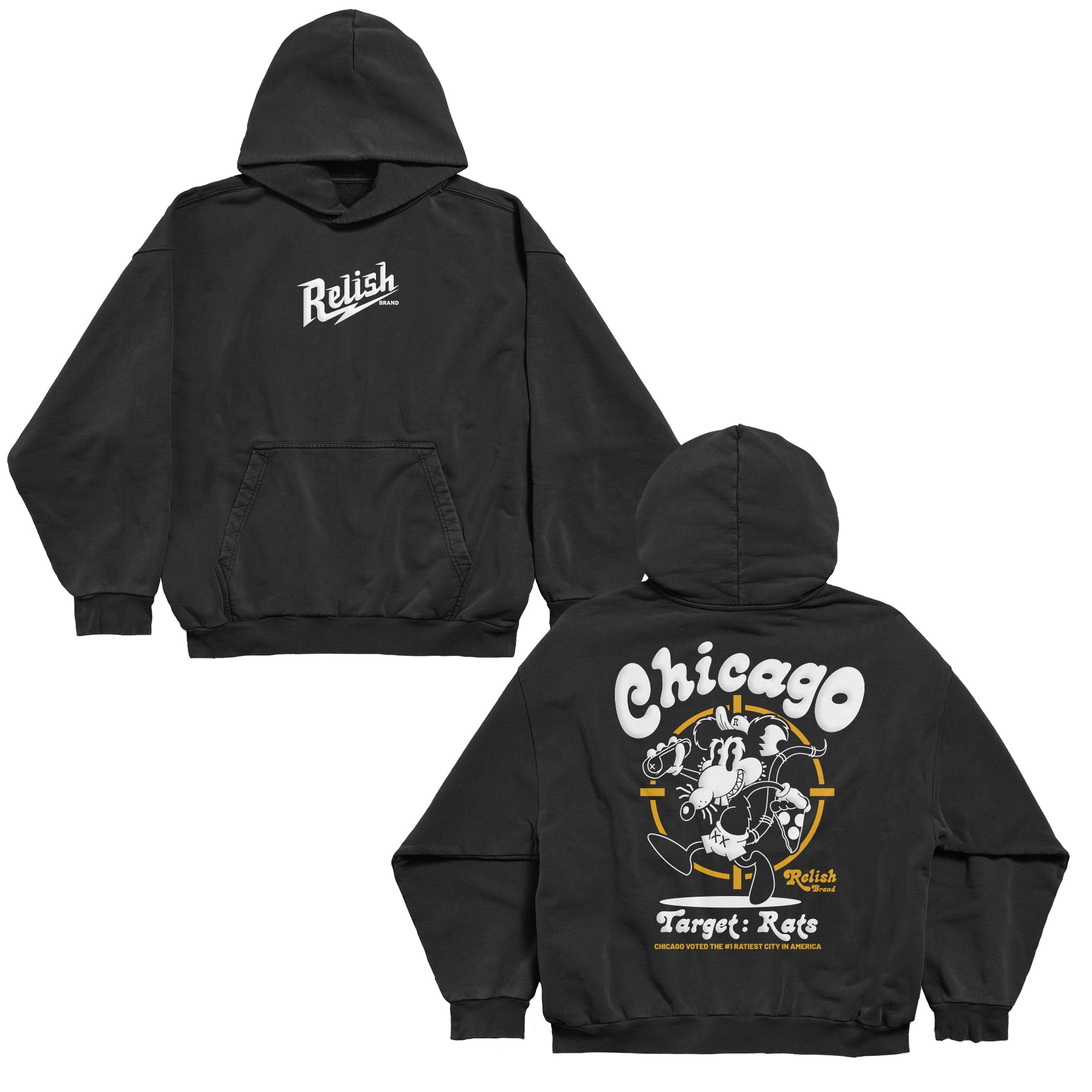 Target: Rats - Puff Print on Heavyweight Hoodie - Black – Relish Brand