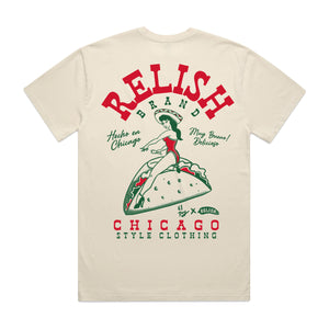 
                  
                    Load image into Gallery viewer, Chicago Señorita - Taco Tee - El Ray Collab - Ivory - Garment Dyed
                  
                