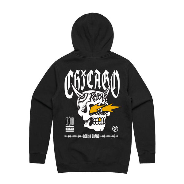 Chicago Horned Skull - Pullover Hoodie - Black – Relish Brand
