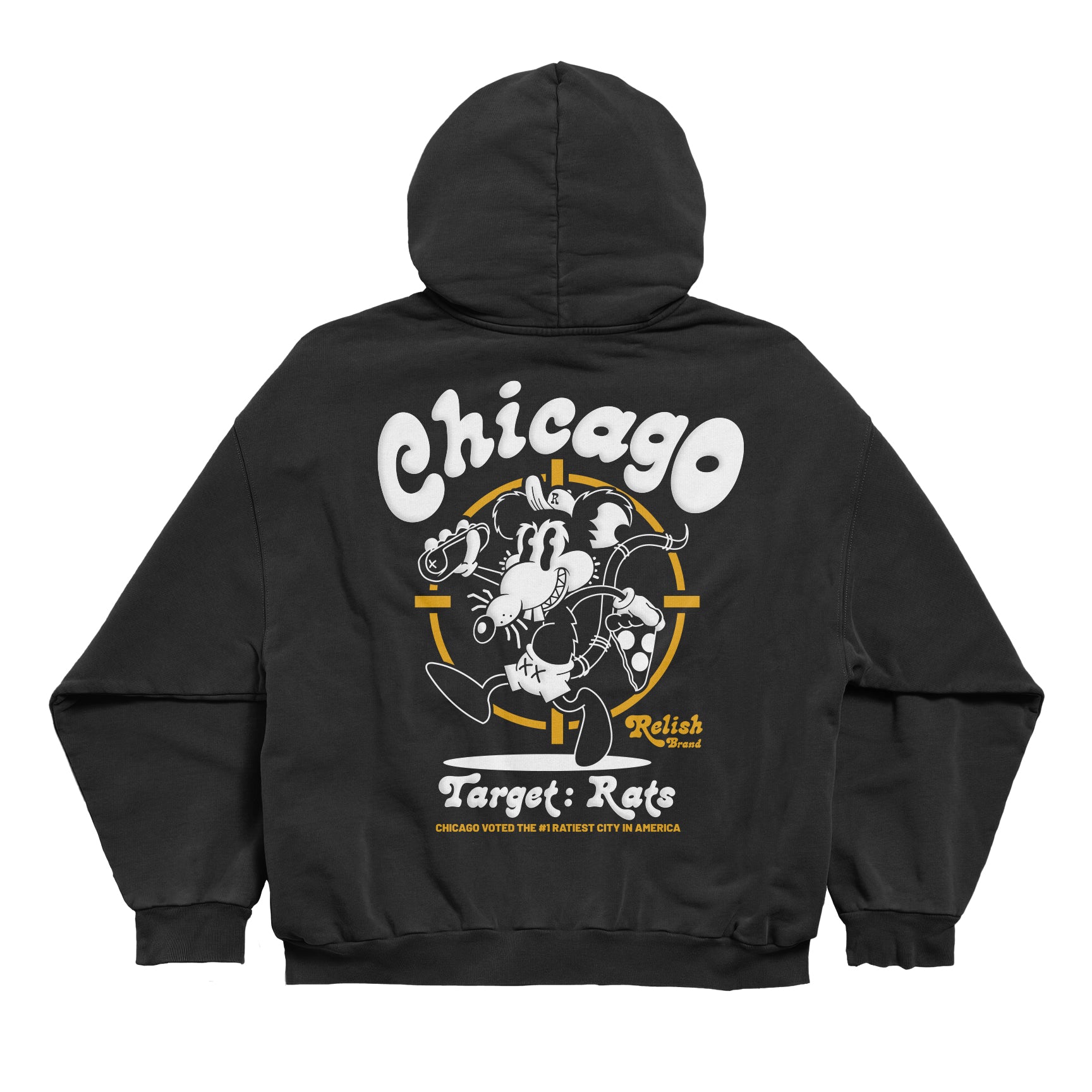 Target: Rats - Puff Print on Heavyweight Hoodie - Black – Relish Brand