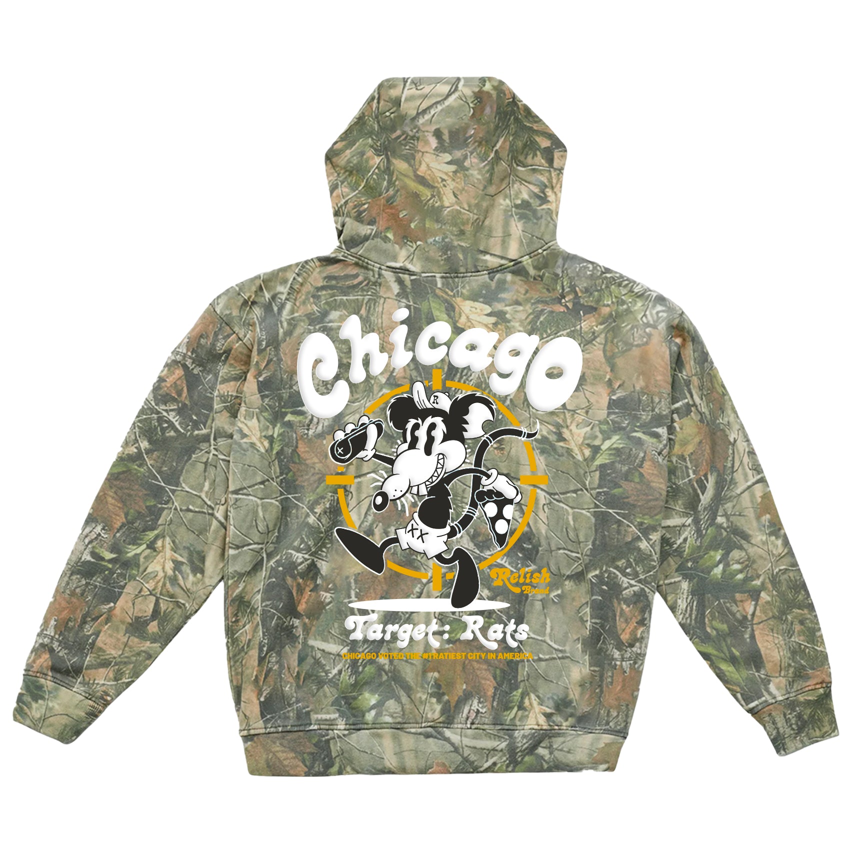 Target: Rats - Puff Print on Heavyweight Hoodie - Vintage Wood