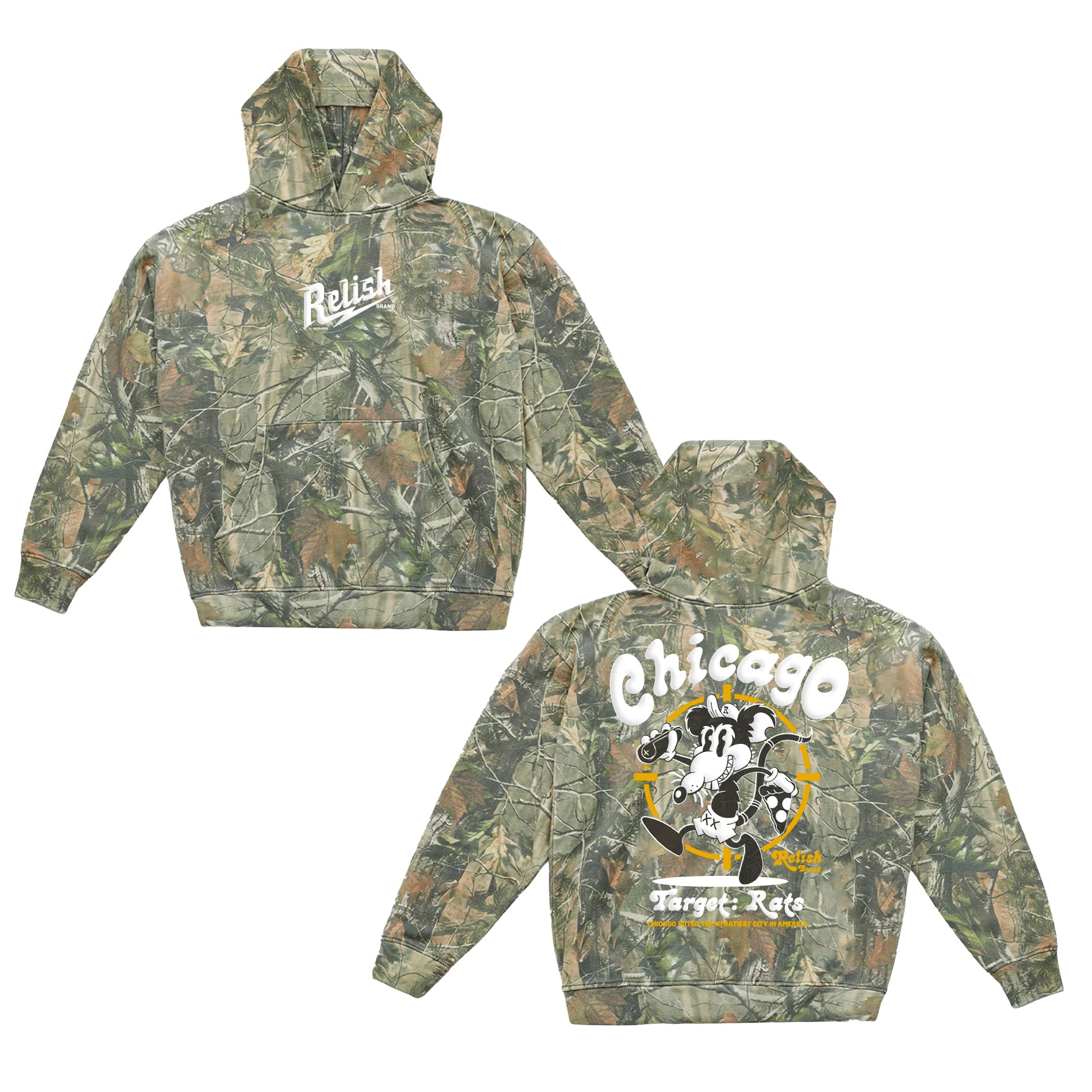 Target: Rats - Puff Print on Heavyweight Hoodie - Vintage Wood