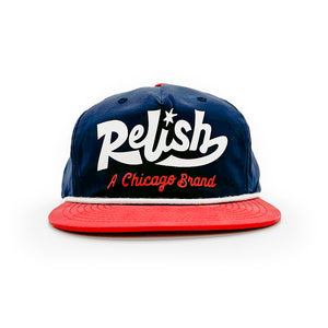 
                  
                    Load image into Gallery viewer, Relish - New Cursive - Dad Hat - Blue and Red
                  
                