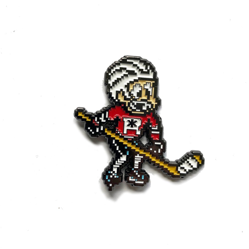 
                  
                    Load image into Gallery viewer, 8 Bit Chicago Hockey player - Hat pin
                  
                