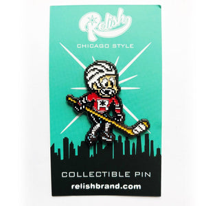 
                  
                    Load image into Gallery viewer, 8 Bit Chicago Hockey player - Hat pin
                  
                
